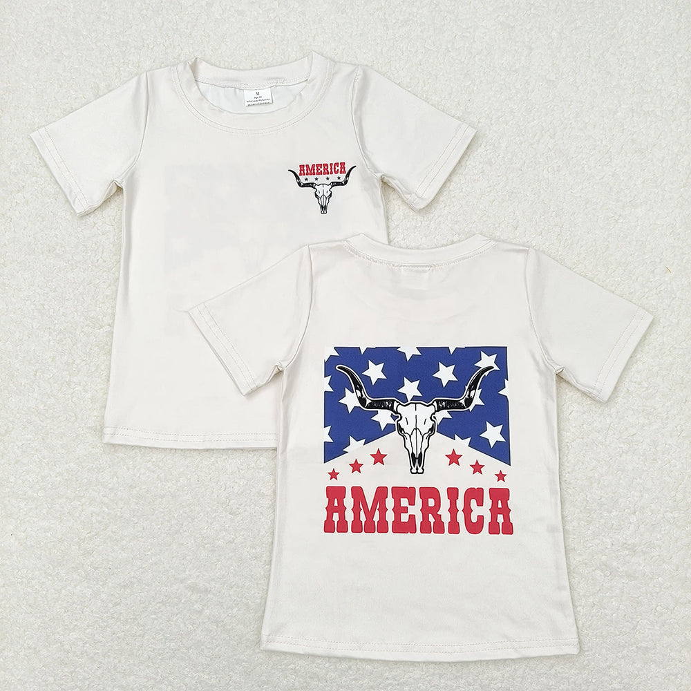 Baby Boys Cow 4th Of July Short Sleeve Sibling Brother Rompers Tee Tops