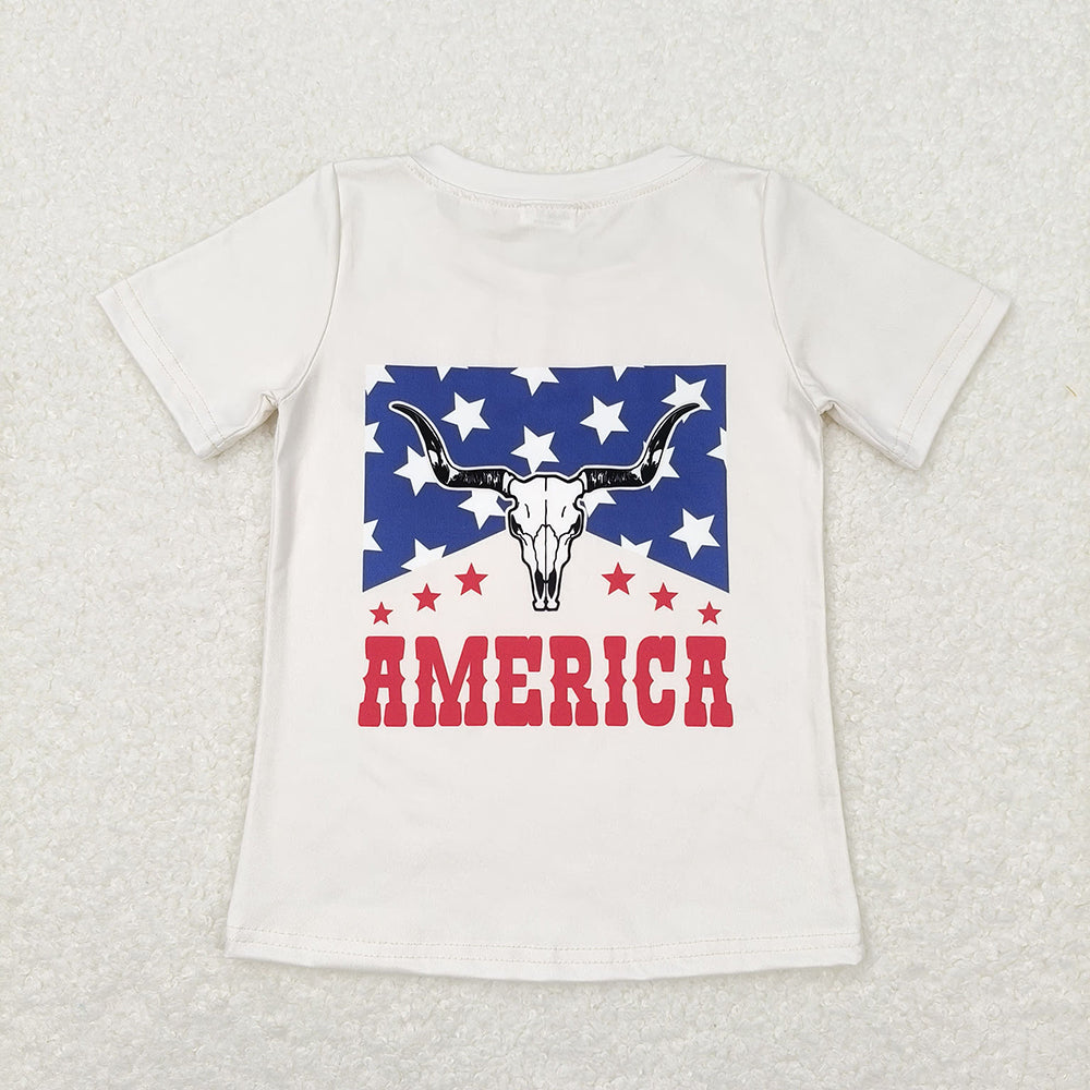 Baby Boys Cow 4th Of July Short Sleeve Tee Shirts Tops