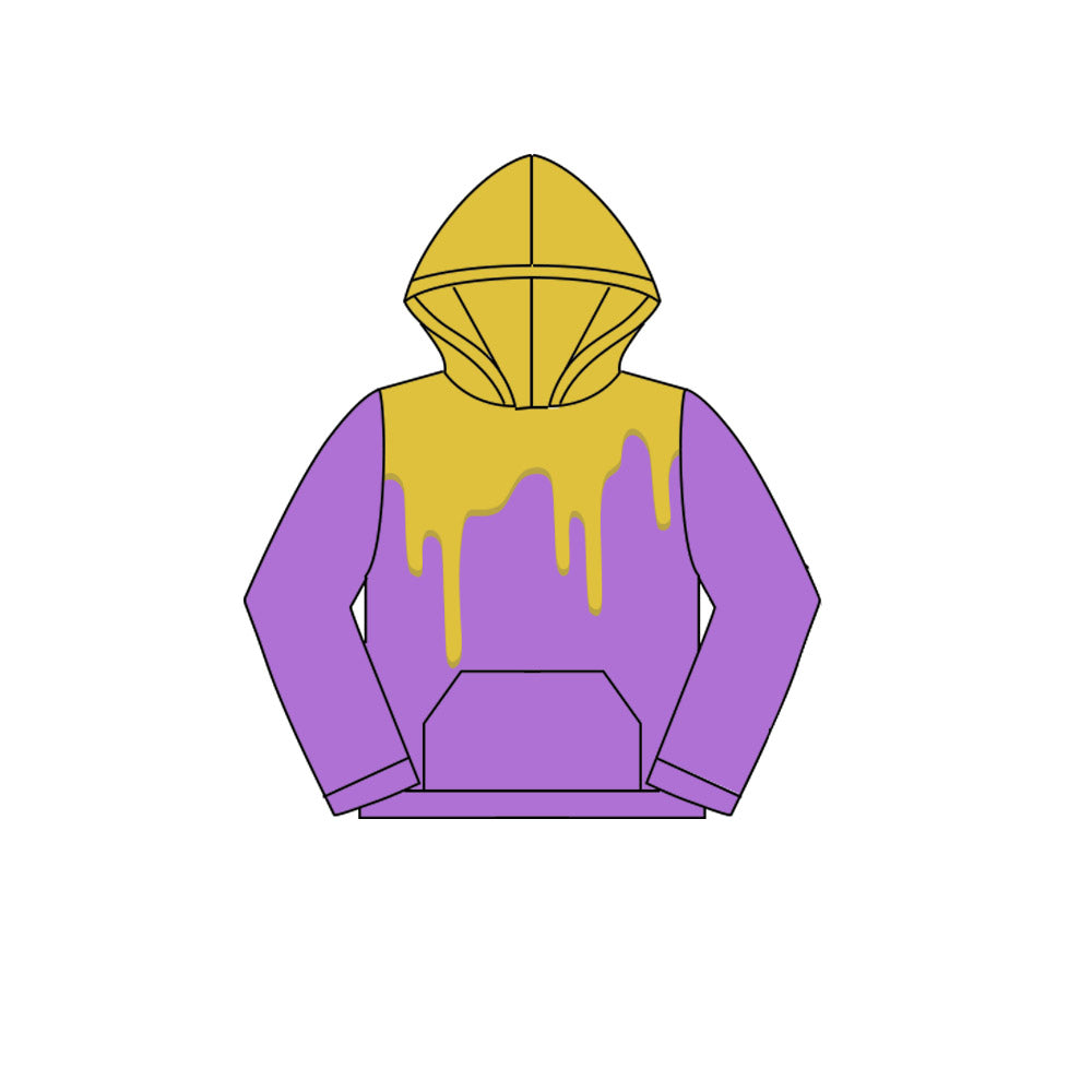 Preorder (moq 5)Baby Kids Yellow Drips Purple Team Hooded Tops