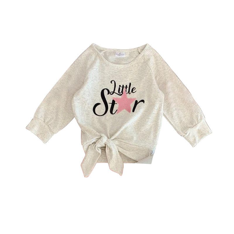 Baby Girls Little Star Tie Long Sleeve Tee Shirts Tops preorder(moq 5)