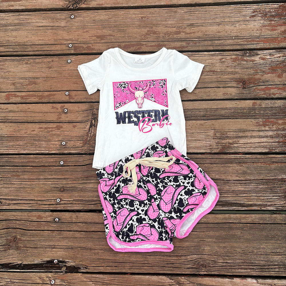 Baby Girls Western Doll Shirt Hats Shorts Outfits Sets