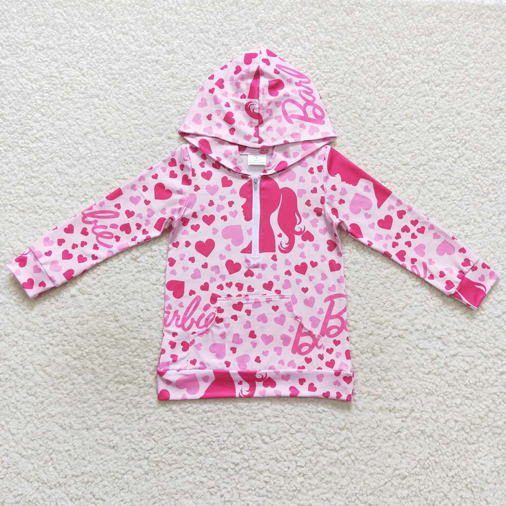 Baby Girls Pink Doll Hoodie Zip Tops