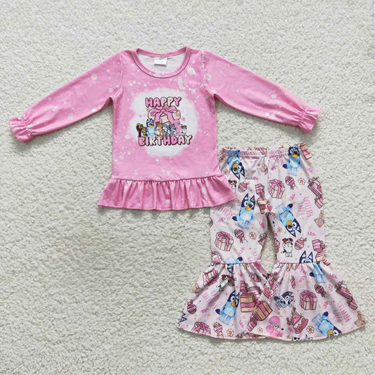 Baby Girls Birthday Dog Bell Pants Clothes Sets