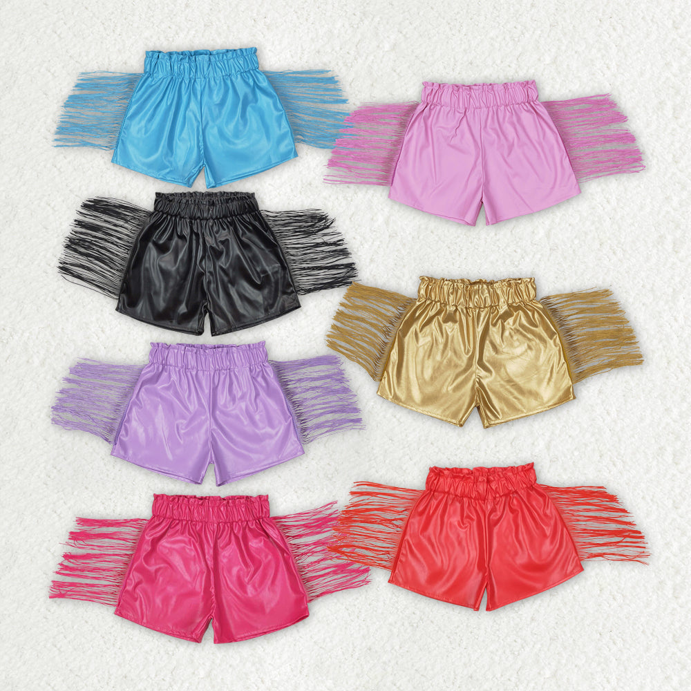 Baby Girls Tassels Fashion Sibling Sister Pleather Shorts