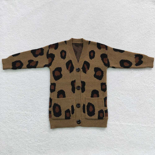 Baby Children Fall Leopard Woolen Cardigan Sweaters