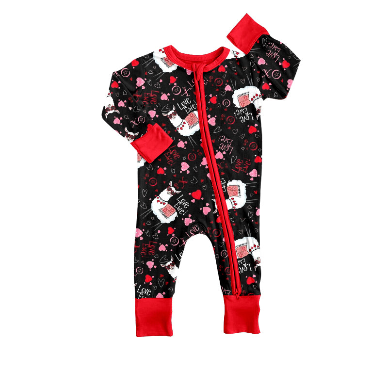 Baby Girls Valentines Llama Hearts Rompers preorder(moq 5)