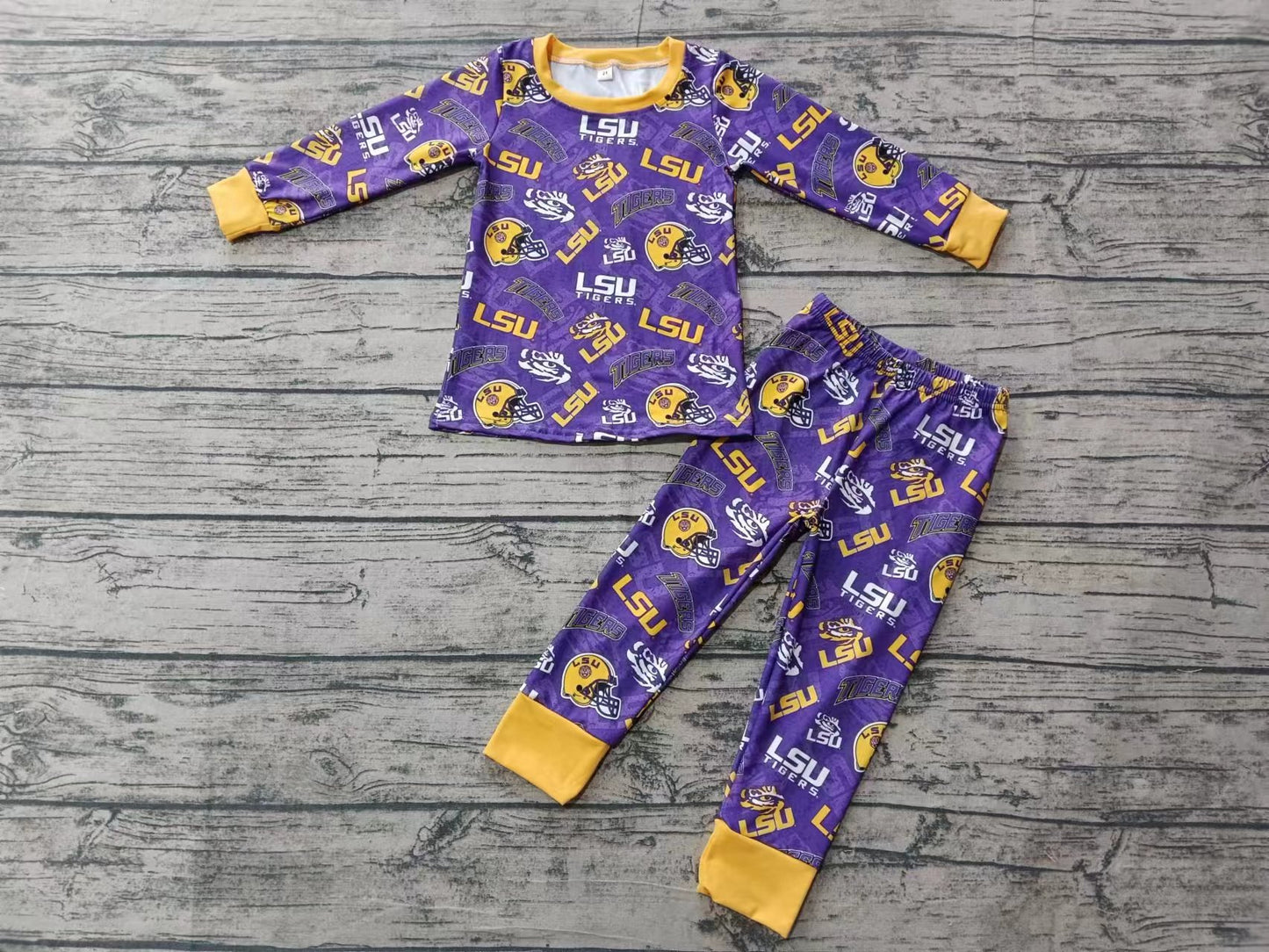 Baby Boys LSU Purple Team Top Pants Pajamas Clothes Sets Preorder(moq 5)