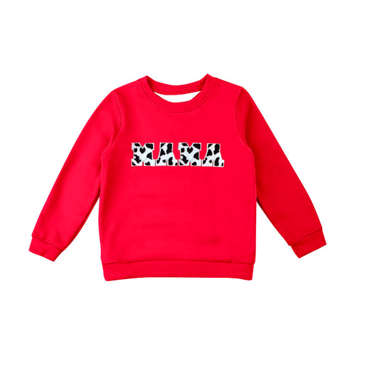 Adult Women Mama Long Sleeve Red Tee Shirts Preorder(moq 5)