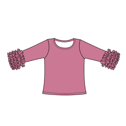 Baby Girls Mauve Icing Ruffle Long Sleeve Tee Shirts Tops preorder(moq 5)