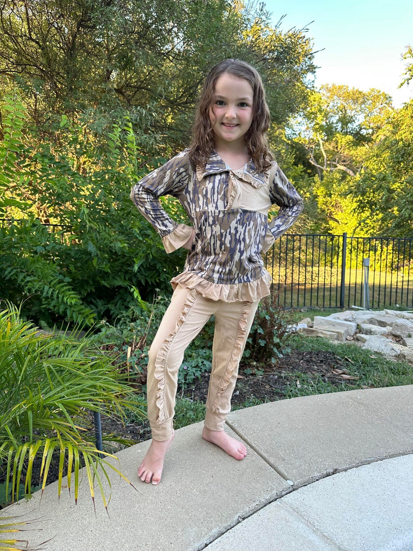 Baby Girls Fall Camo Shirt Ruffle Pants Clothing Sets