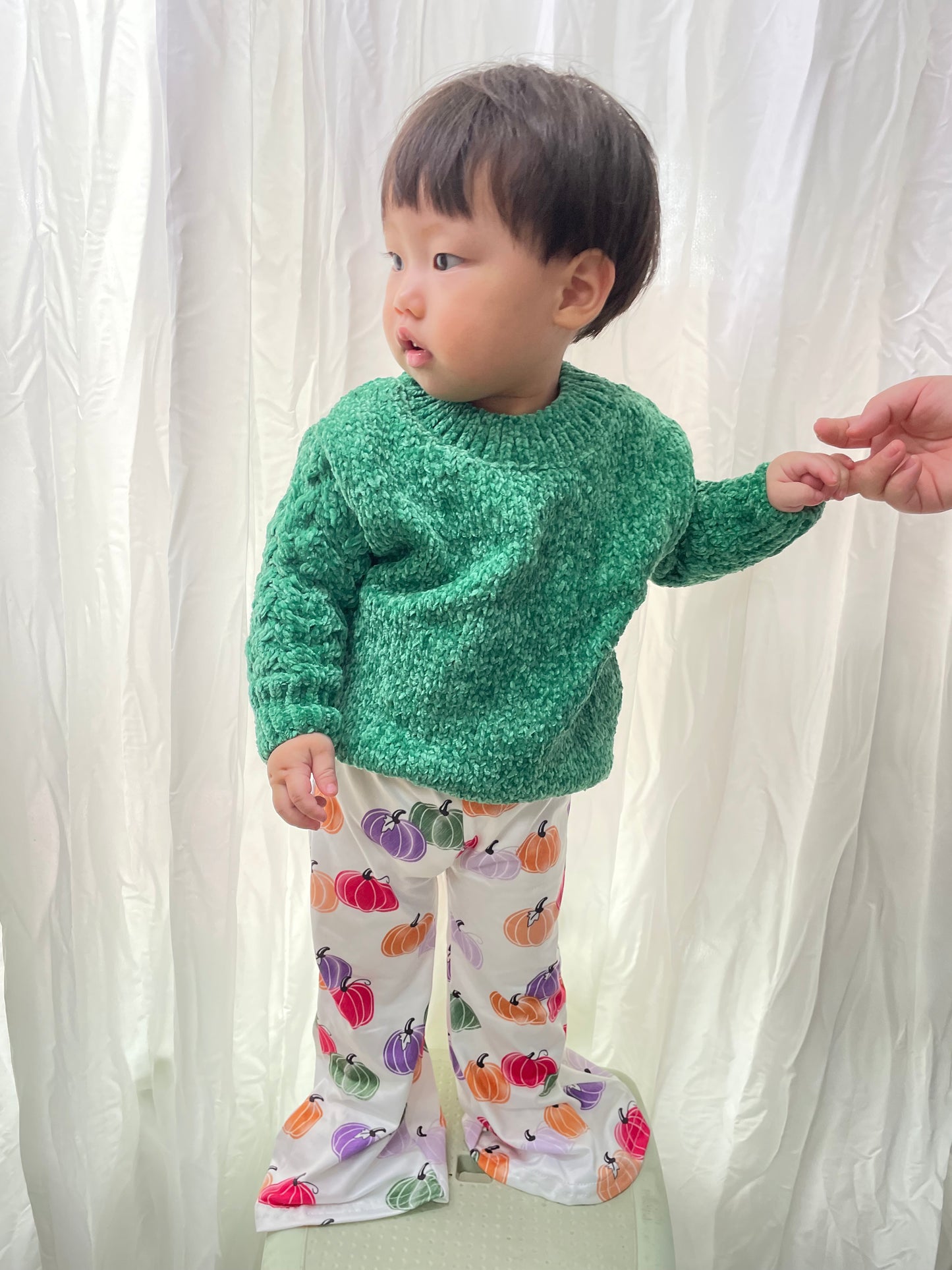 Baby Girls Green Sweater Pumpkin Bell Pants Clothes Sets