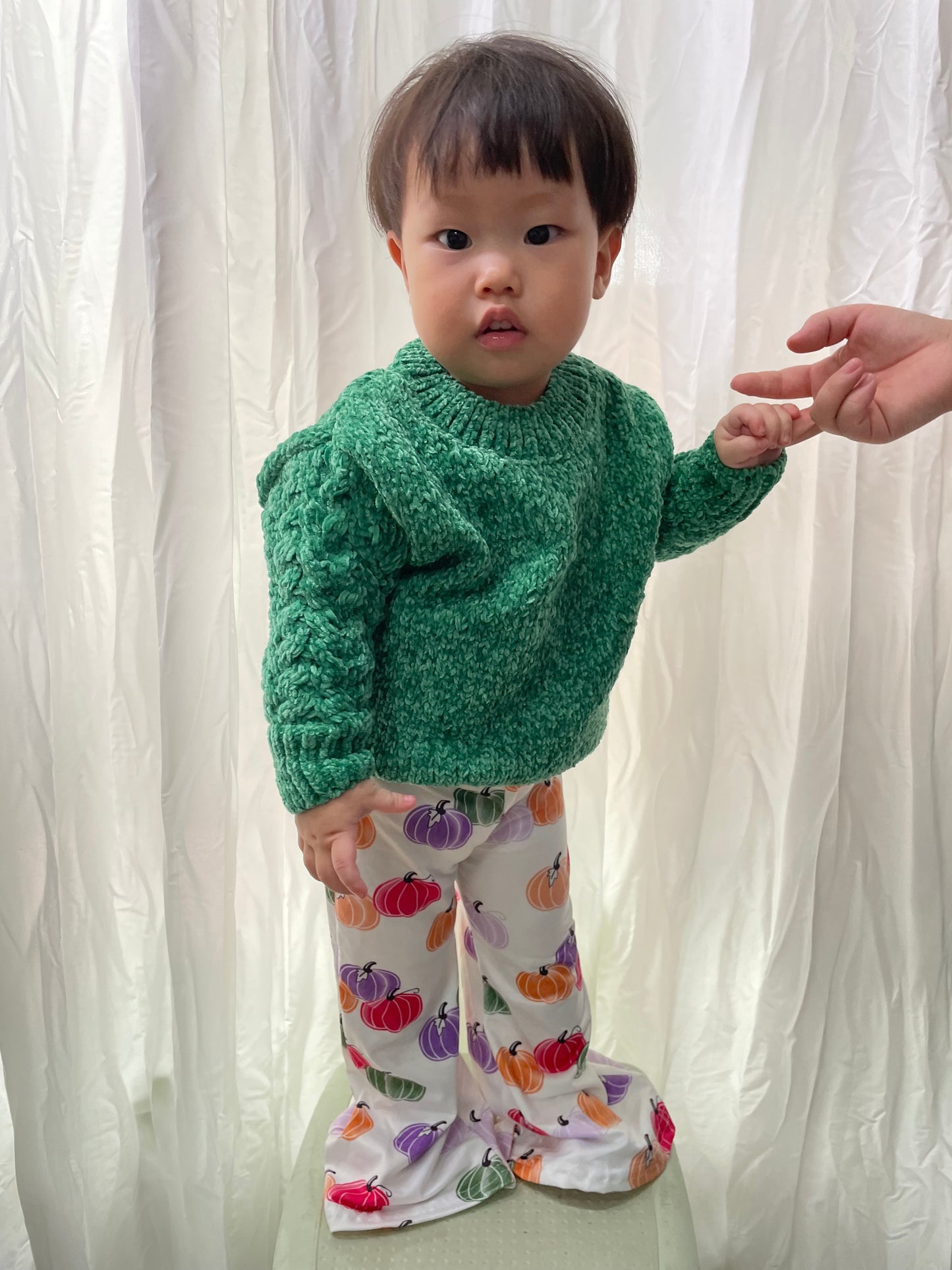 Baby Girls Green Sweater Pumpkin Bell Pants Clothes Sets