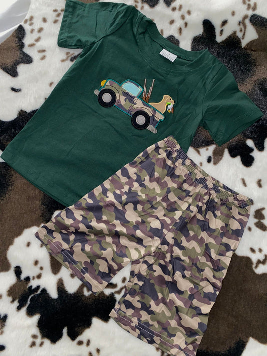 Baby Boys Dog Hunting Camo Summer Shorts Clothes Sets