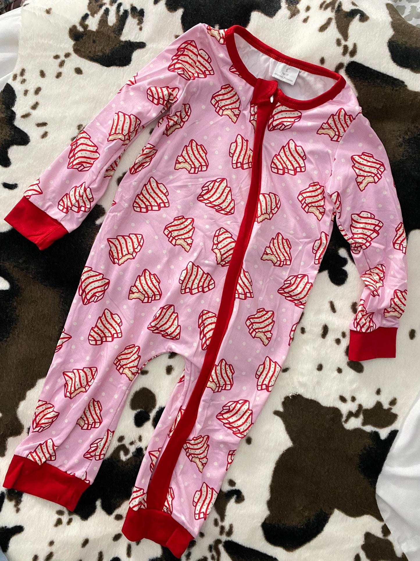 Baby Girls Christmas Tree Cake Zip Rompers