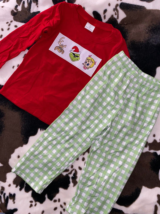 Baby boys Christmas green plaid pants clothes