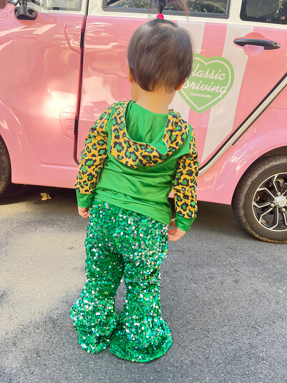 Baby girls Green Sequin bell pants