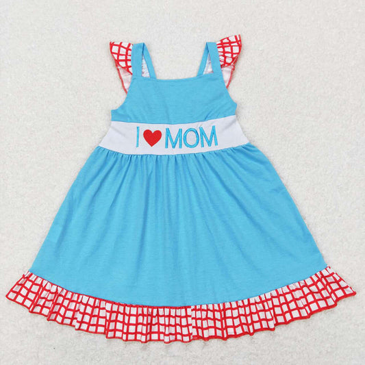 Baby Girls Toddler I Love Mom Flutter Sleeve Knee Length Dresses