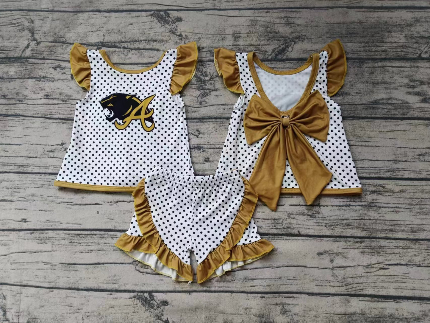 Baby Girls Mustard Tunic Back Bow Shorts Clothes Sets Preorder(moq 5)