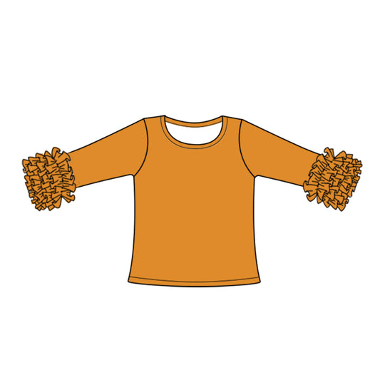 Baby Girls Mustard Icing Ruffle Long Sleeve Tee Shirts Tops preorder(moq 5)