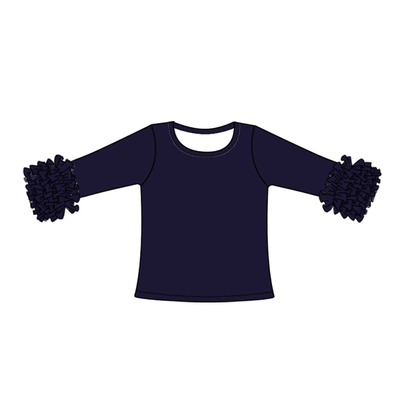 Baby Girls Navy Icing Ruffle Long Sleeve Tee Shirts Tops preorder(moq 5)