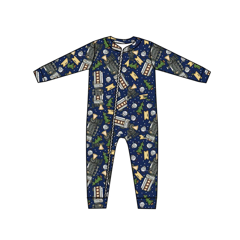 Christmas Train Baby Kids Zip Rompers preorder(moq 5)