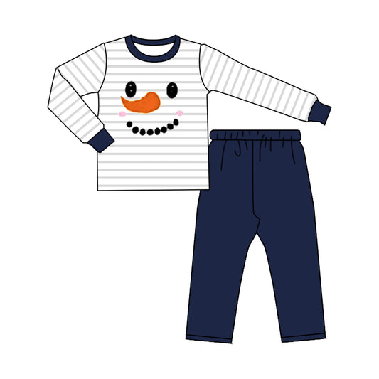 Baby Boys Snowman Christmas Stripes Pants Clothing Sets preorder(moq 5)