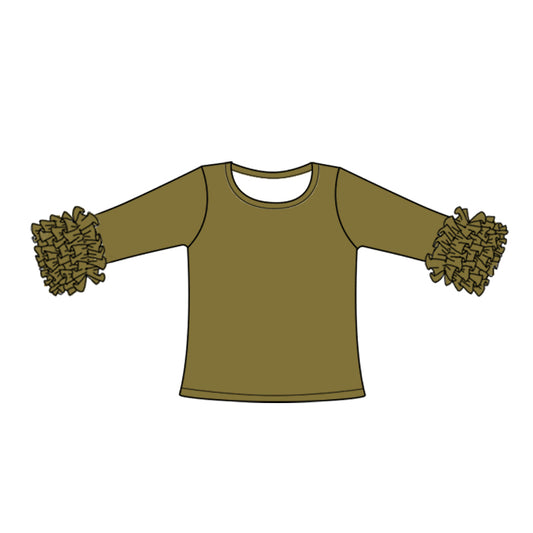 Baby Girls Olive Icing Ruffle Long Sleeve Tee Shirts Tops preorder(moq 5)