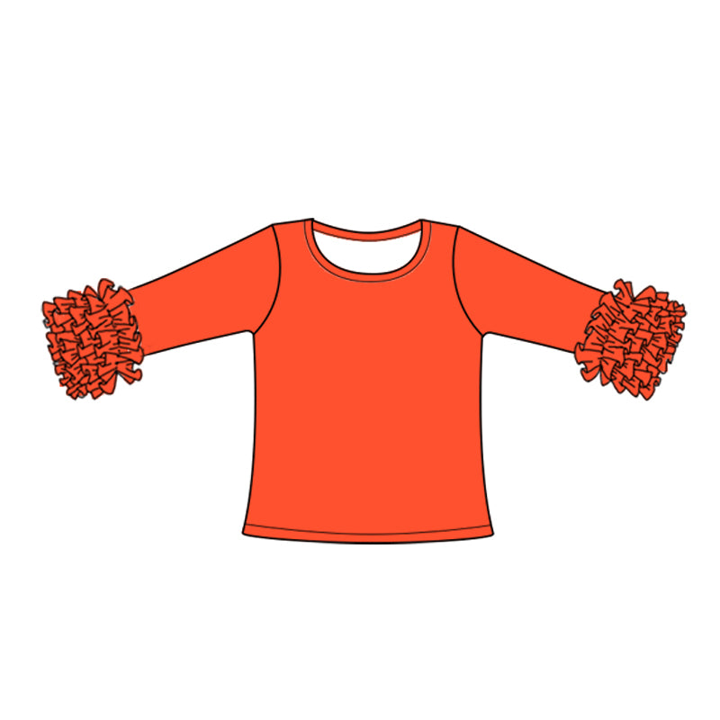 Baby Girls Orange Icing Ruffle Long Sleeve Tee Shirts Tops preorder(moq 5)