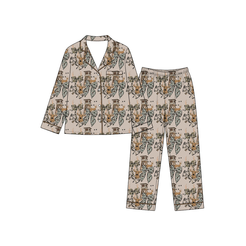 Preorder(moq 5) Girls 2‑Piece Set Long Sleeve Lapel Collar Kids Outfit