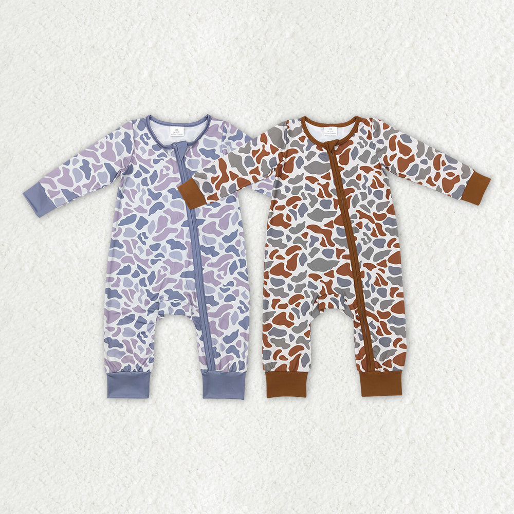 Baby Infant Boys Fall Camo Zip Sleepers Rompers