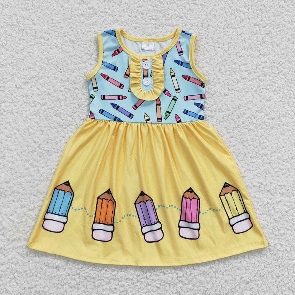 Baby Girls Sleeveless Pencil Back To School Knee Length Dresses