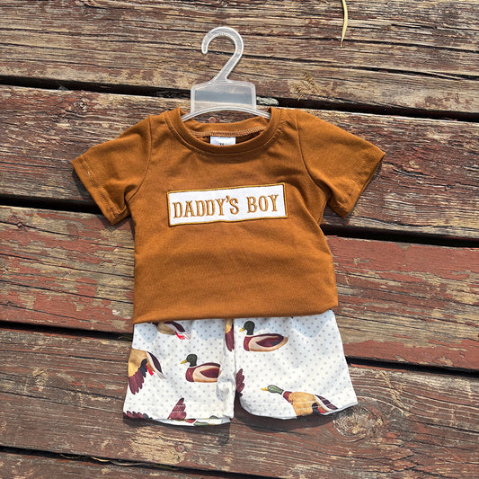 Baby Boys Daddy's Boy Short Sleeve Shirt Ducks Shorts Clothes Sets