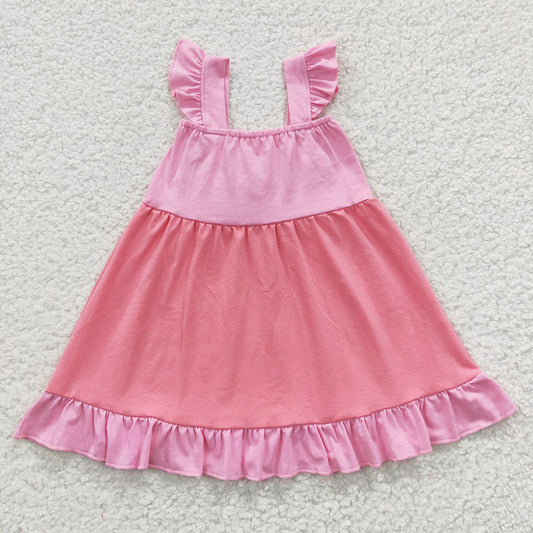 Baby Girls Pink Bow Summer Knee Length Dresses