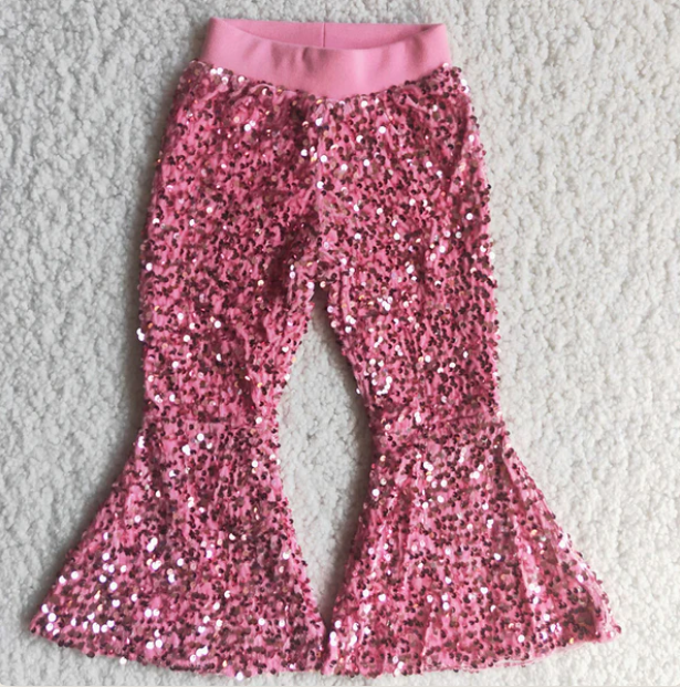 Baby Girls Toddler Brithday Party Sequin Glitter Bell Bottom Pants