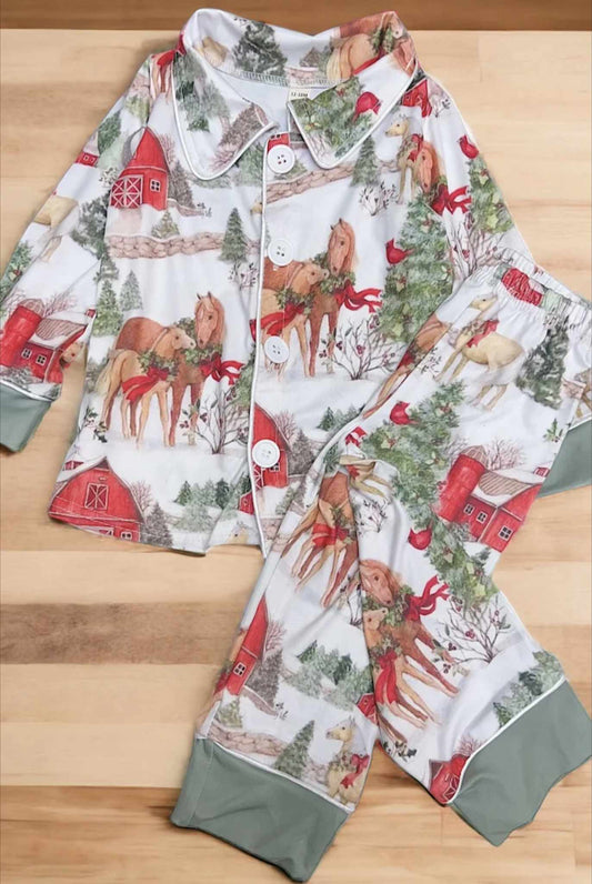 Baby Kids Horse House Top Pants Pajamas Clothing Sets preorder(moq 5)