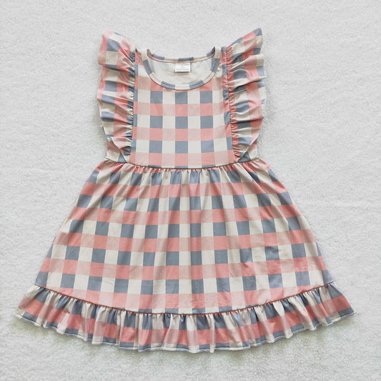 Baby Girls Plaid Ruffle Knee Length Dresses