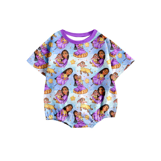 preorder(moq 5) Baby Girls Purple Princess Short Sleeve Rompers