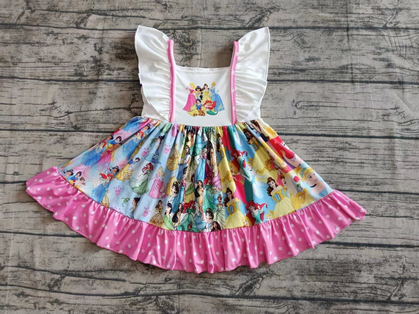 Baby Girls Pink Princess Ruffle Knee Length Dresses Preorder(moq 5)