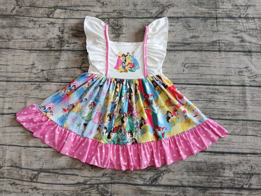 Baby Girls Pink Princess Ruffle Knee Length Dresses Preorder(moq 5)