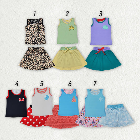 Sibling 7 Colors Baby Girls Princess Shirt Skorts Skirts Outfits