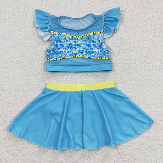 Baby Girls Princess Blue Two pieces Swimsuits