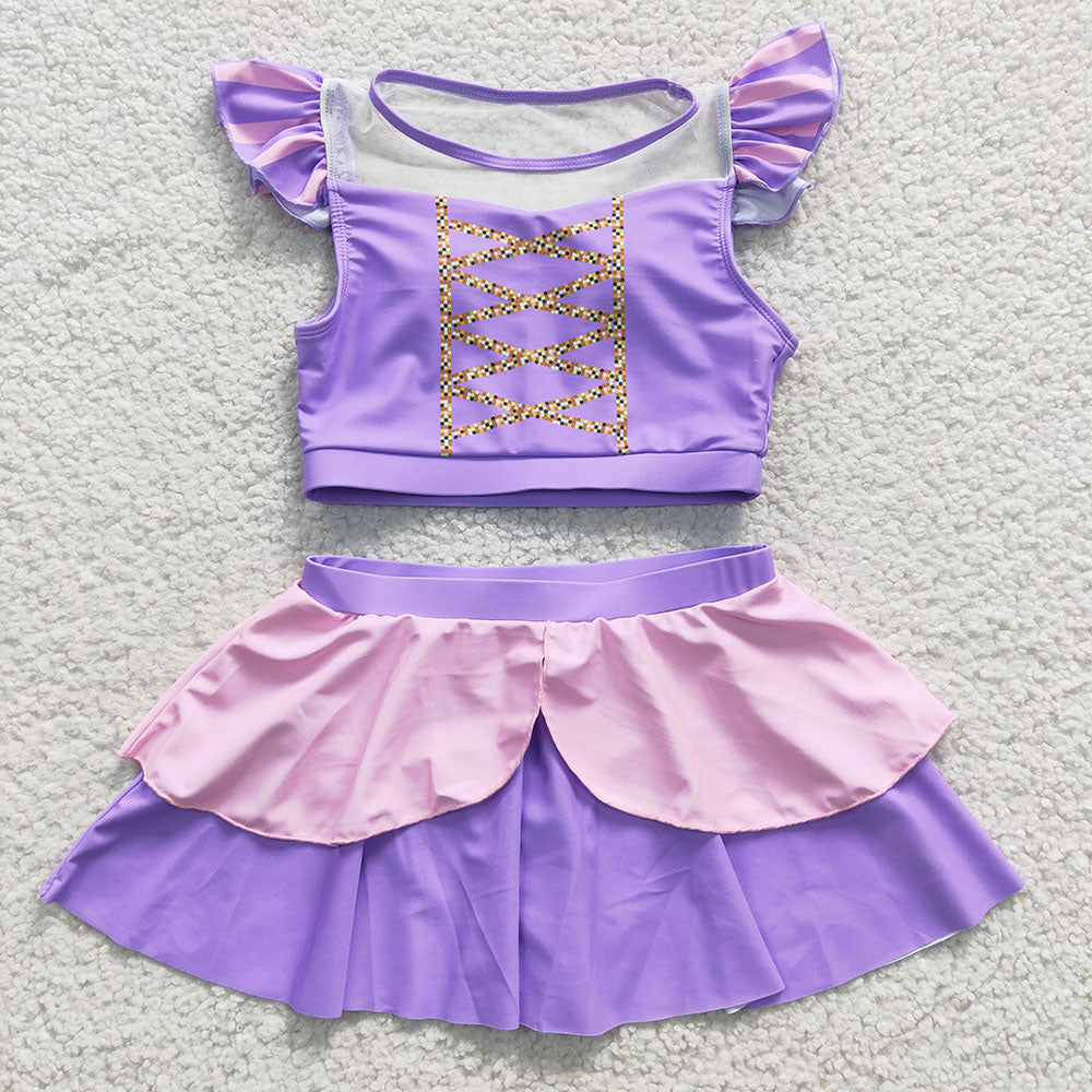 Baby Girls Princess Lavender Two Pieces Swimsuits