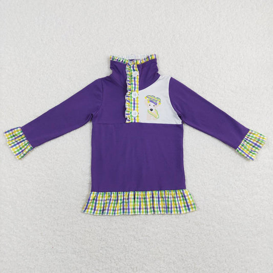 Baby Girls Mardi Gras Ruffle Dogs Pullovers Tops