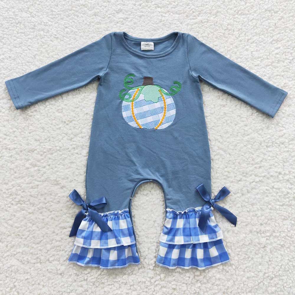 Baby Girls Blue Color Pumpkin Rompers