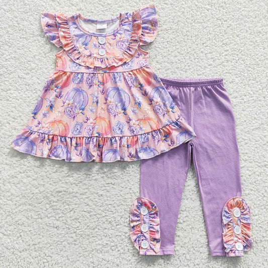 Baby Girls Pumpkin Tunic Lavender Legging Clothes Sets