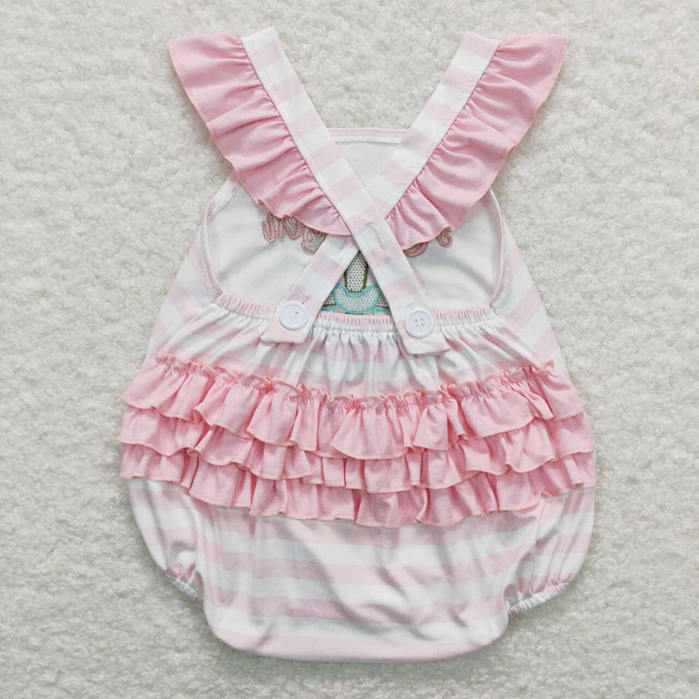 Baby Infant Girls Easter He Is Risen Ruffle Bubble Rompers