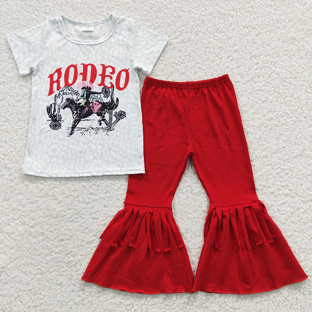 Baby Girls Rodeo Western Tee Bell Pants Clothes Sets