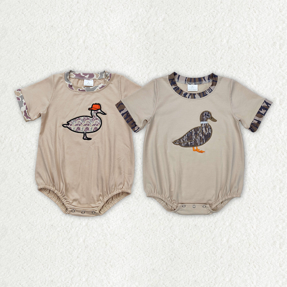 Sibling Baby Infant Boys Camo Duck Short Sleeve Rompers