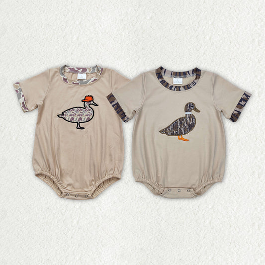 Sibling Baby Infant Boys Camo Duck Short Sleeve Rompers