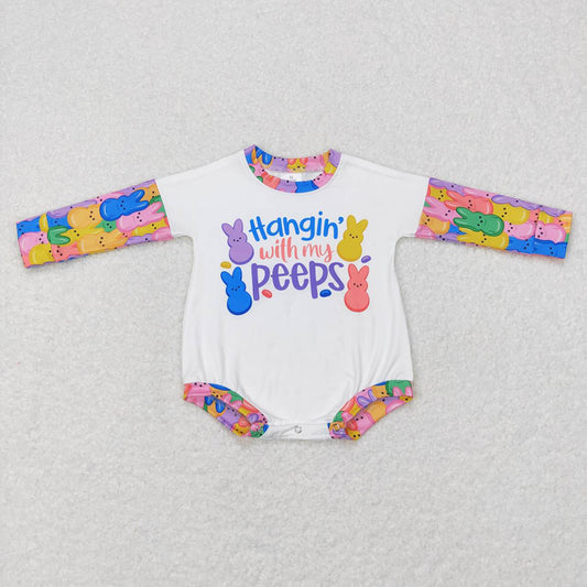 Baby Infant Girls Easter Colorful Rabbits Long Sleeve Rompers